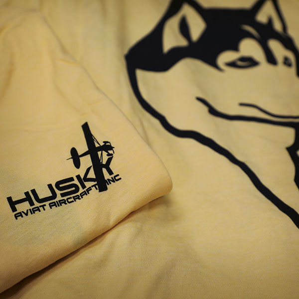 Husky Long Sleeve Yellow Husky Dog Head Logo Tee