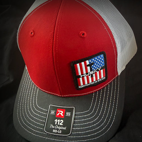 Husky American Flag Cap Red White Black