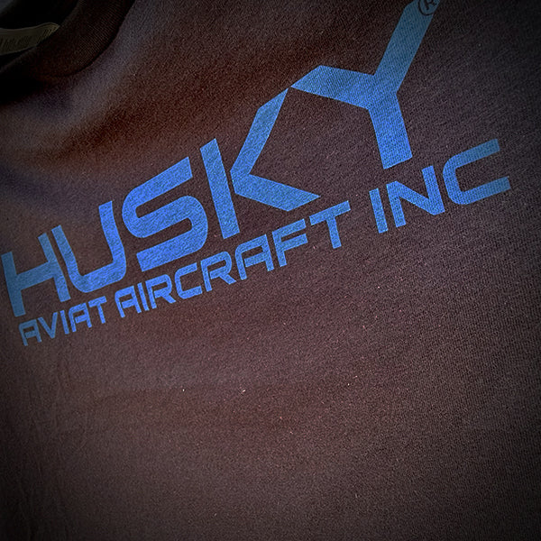 Husky Black Tee with Blue Text