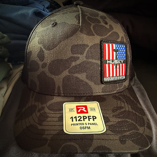 Husky American Flag Cap Black Camo