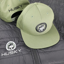 Husky Brand Puffy Vest, Black with Olive Embroidery