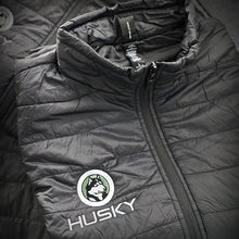 Husky Brand Puffy Vest, Black with Olive Embroidery